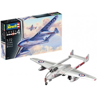 KIT PARA MONTAR REVELL AVIÃO VAMPIRE F MK.3 1/72 58 PEÇAS REV 03934